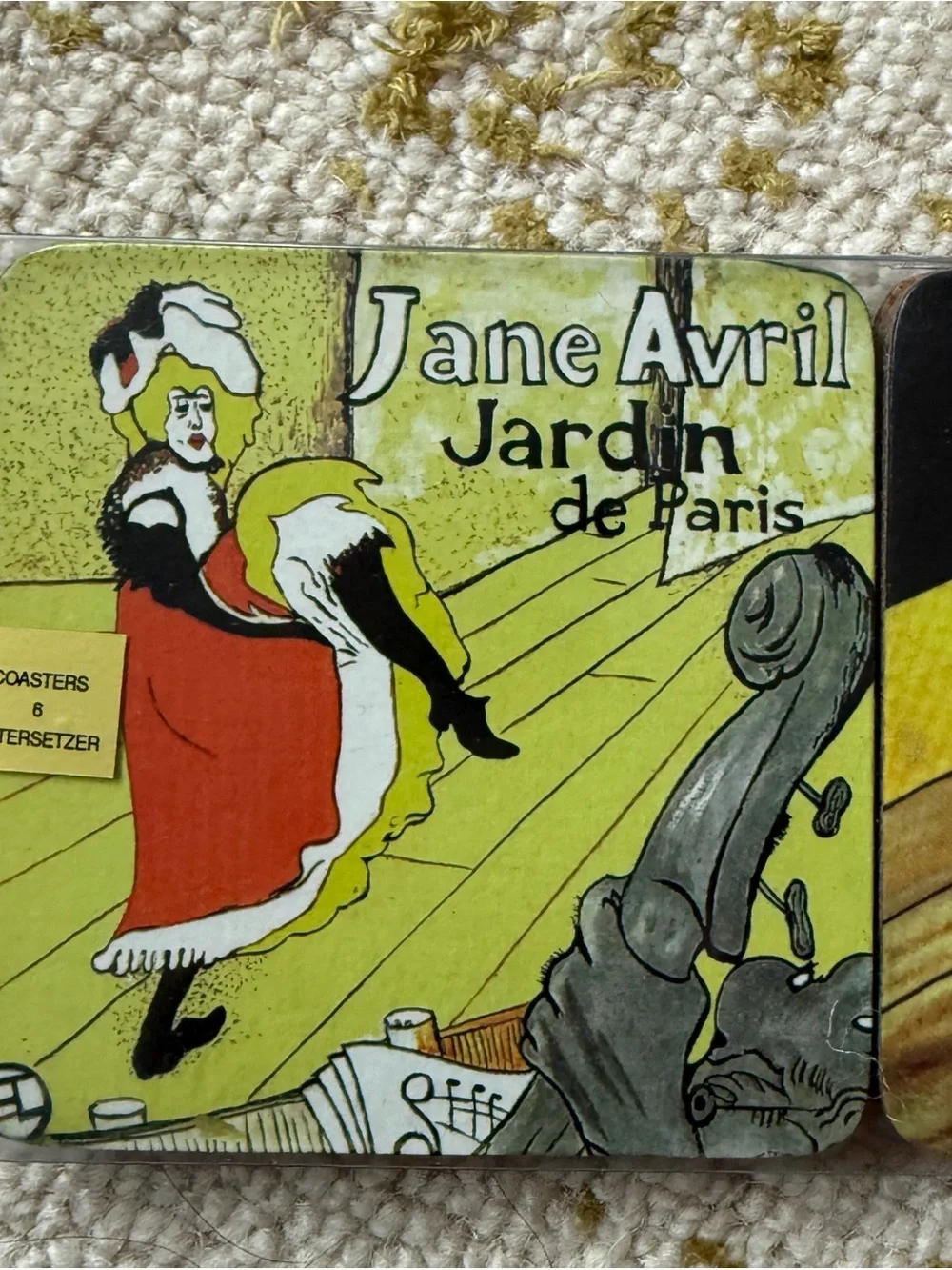 Vintage Poster PARIS French Toulouse Lautrec Coaster Set of 6 x 2